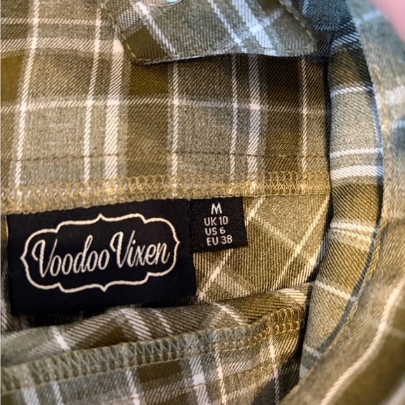 Voodoo Vixen Olive Plaid Shirt - Picture 8 of 9